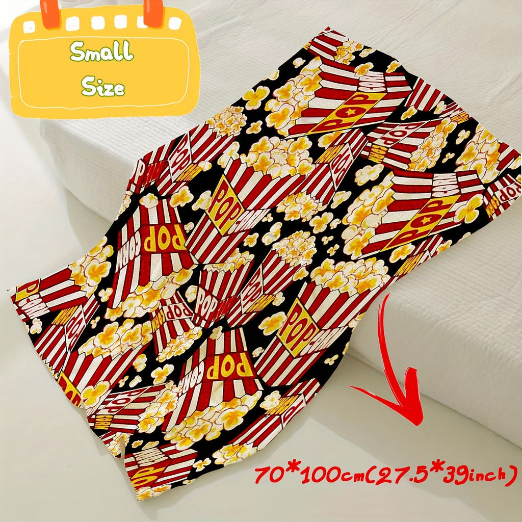 1pc Cozy Cinema Popcorn Blanket - Soft Breathable Flannel Plush, Retro Food Print Design, Suitable for Bed, Sofa, Office, Camping, and Outdoor Use - Machine Washable, Lightweight, and Warm Lootquake LLC