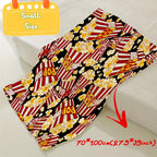 1pc Cozy Cinema Popcorn Blanket - Soft Breathable Flannel Plush, Retro Food Print Design, Suitable for Bed, Sofa, Office, Camping, and Outdoor Use - Machine Washable, Lightweight, and Warm Lootquake LLC