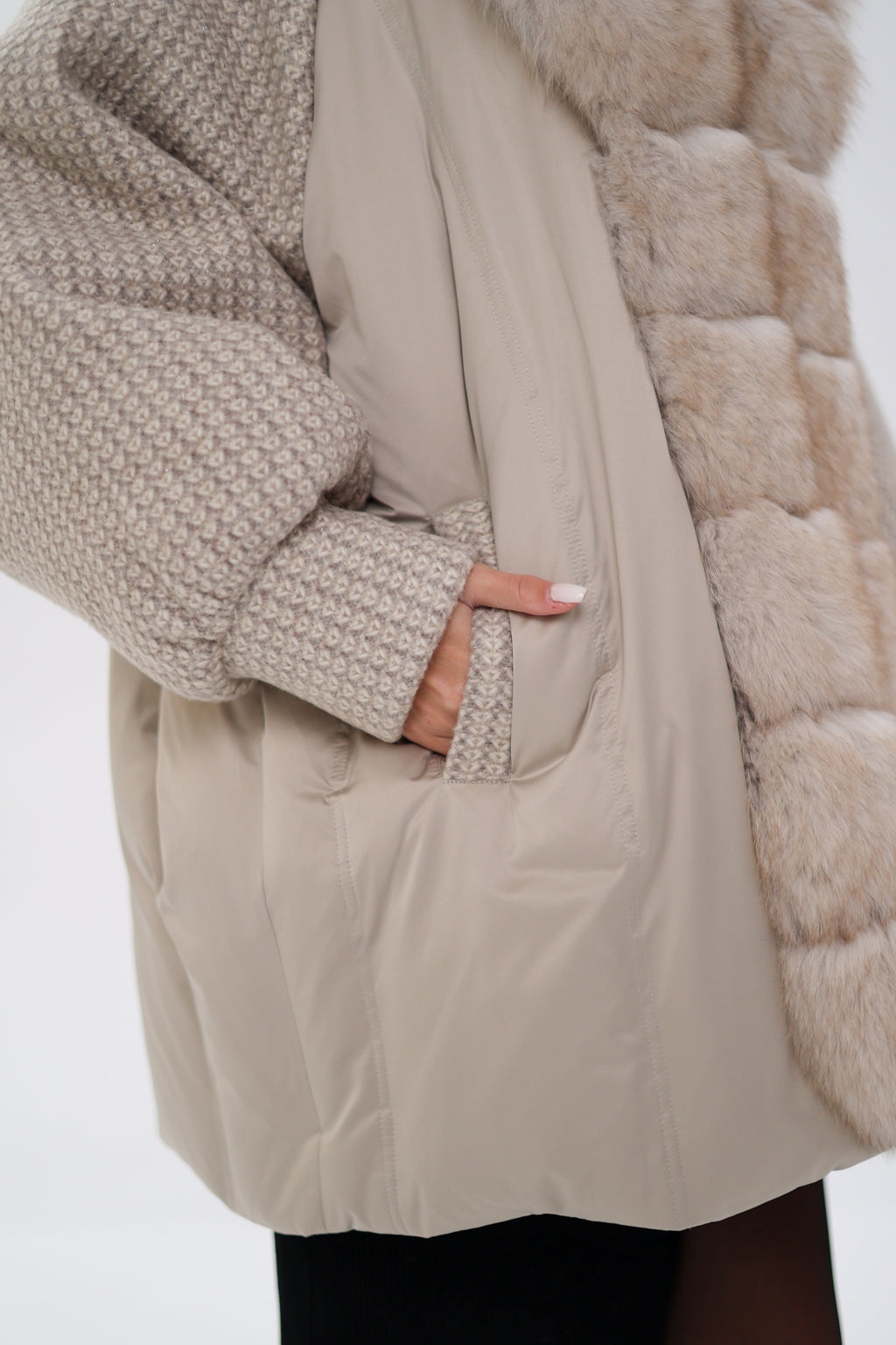 Genuine Polar Fox Boucle Down Coat - SJB-DIAMOND ELITES