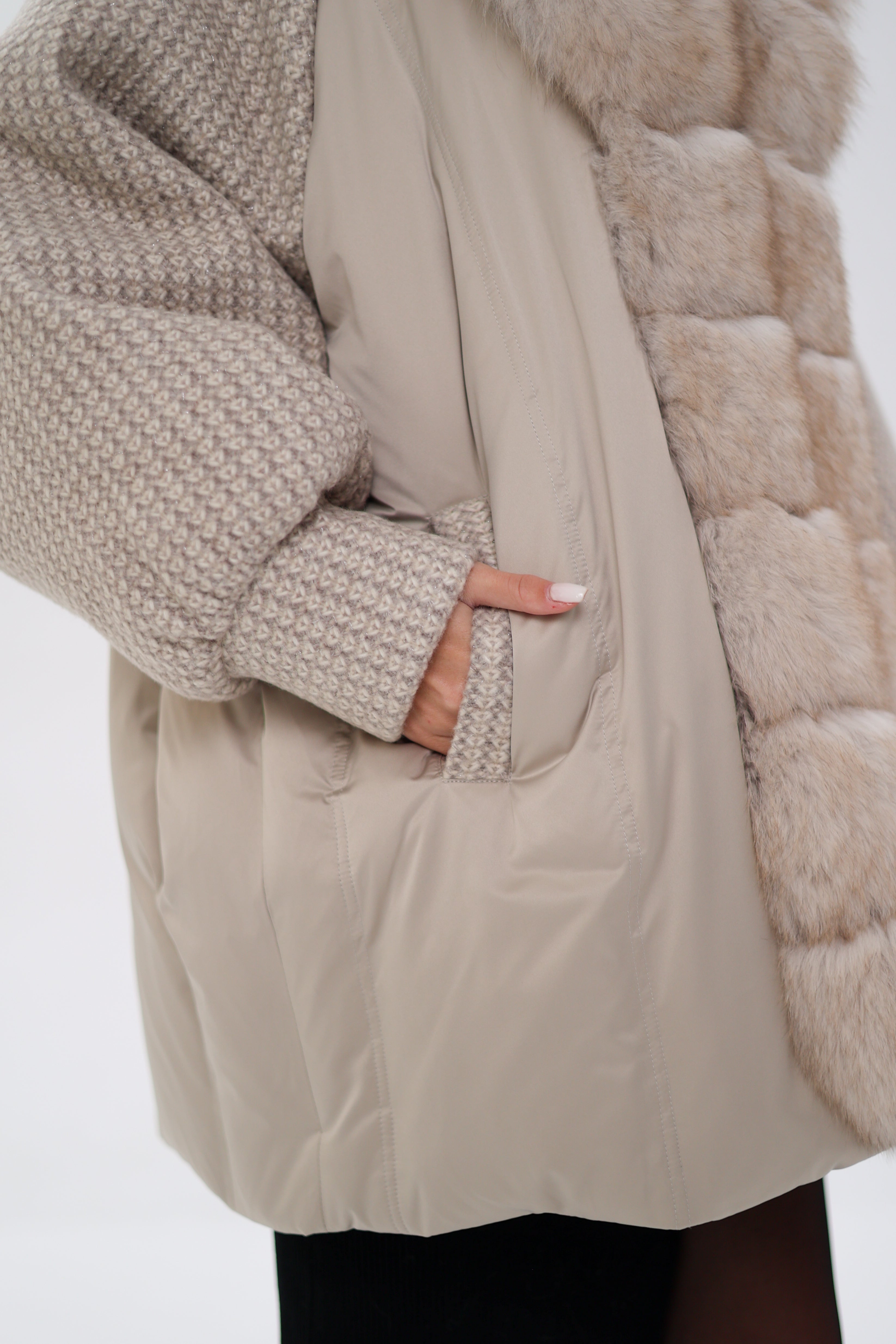 Genuine Polar Fox Boucle Down Coat - SJB-DIAMOND ELITES