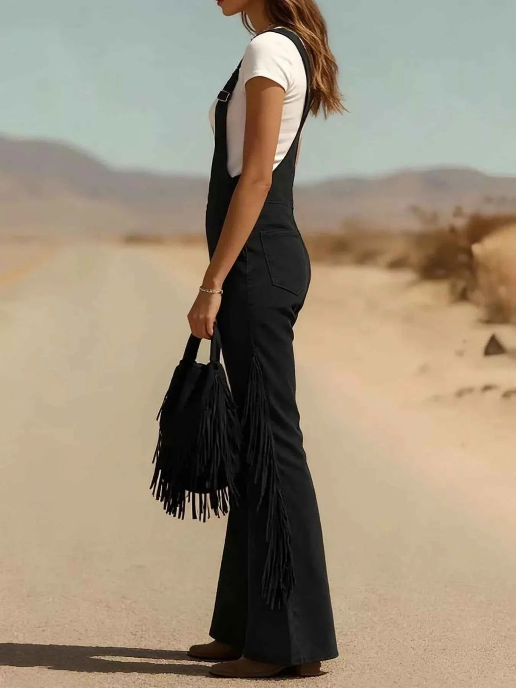 Fringe Corduroy Button Front Overalls THRIXINE