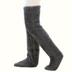 Fuzzy Thigh High Stockings, Warm Over-the-Knee Socks for Women, Solid Color Lootquake LLC