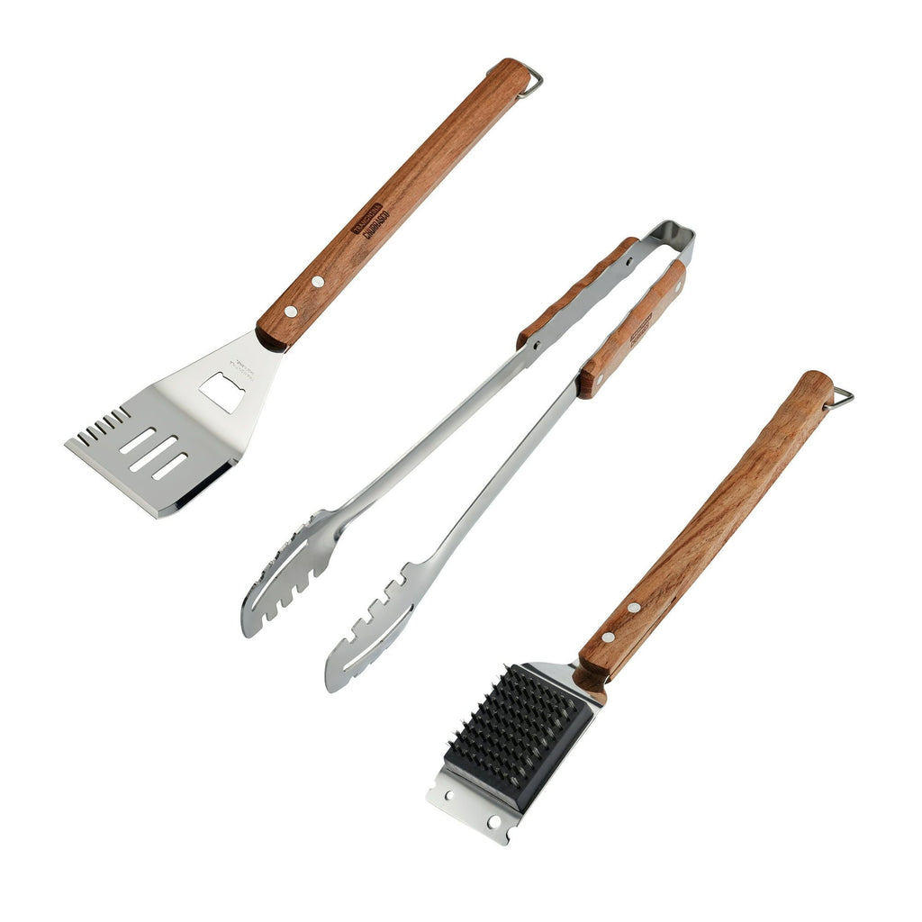 Tramontina 3 PK Utensils Set (Spatula, Meat Tong, Grill Brush) Wood Handle Churrasco EasyOptionXY LLC
