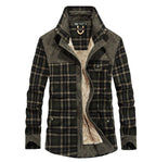 Winter Jacket Men Thicken Warm Fleece Jackets Coats Pure Cotton Plaid Jacket Military Clothes Pi-Mart