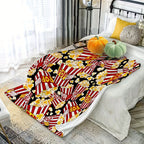 1pc Cozy Cinema Popcorn Blanket - Soft Breathable Flannel Plush, Retro Food Print Design, Suitable for Bed, Sofa, Office, Camping, and Outdoor Use - Machine Washable, Lightweight, and Warm Lootquake LLC