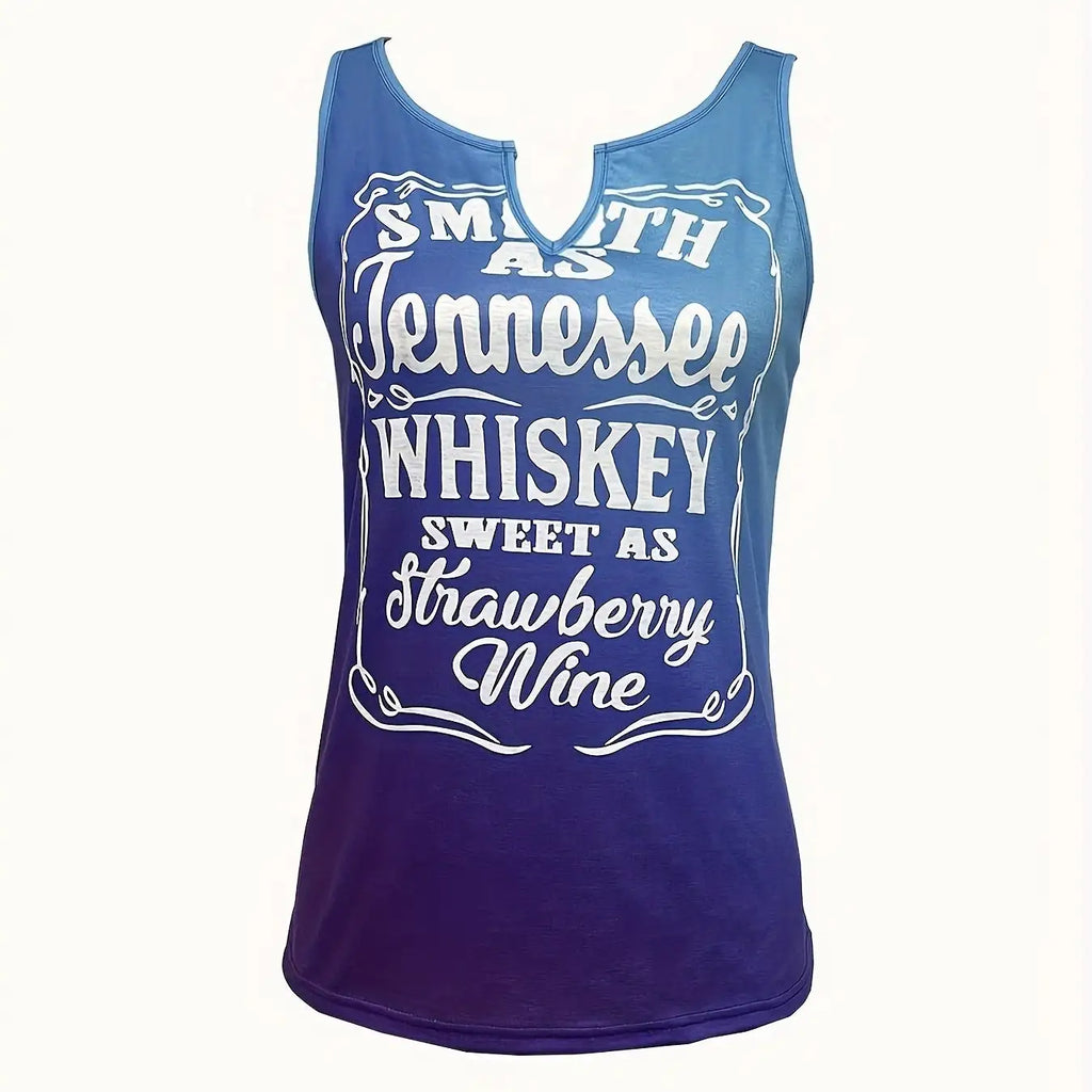 Ladies' Colorful Gradient Letter Print V-neck Casual Versatile Fashion Vest - SJB-DIAMOND ELITES