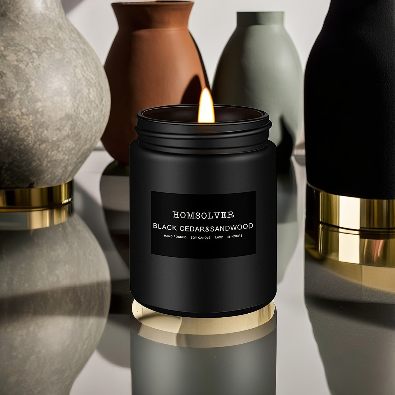 Scented Candle, Black Cedar and Sandalwood Candle for Men, Scented Candle for Home, Scented Soy Candle, 50 Hour Burn, Ideal Gift for Men