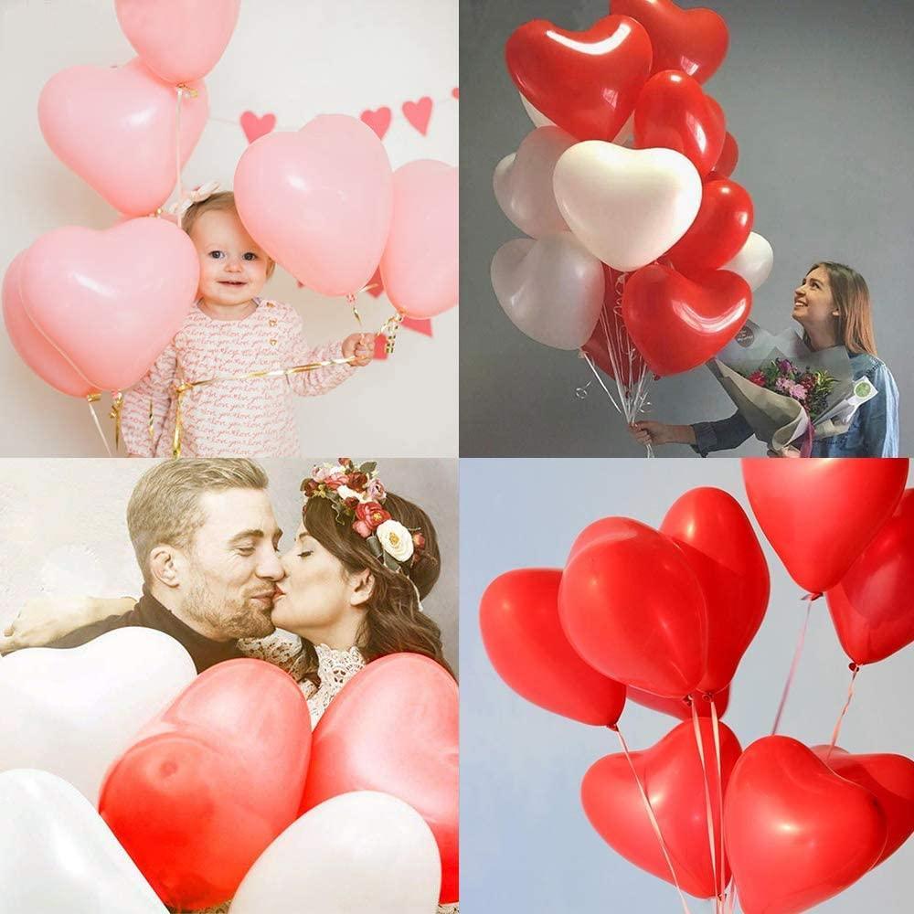 100Pc Red Pink Balloons 10Inch Love Heart Latex Balloons For Wedding Party and Celebration Helium Balloon Valentines Day Birthday Party Inflatable Balloons - SJB-DIAMOND ELITES