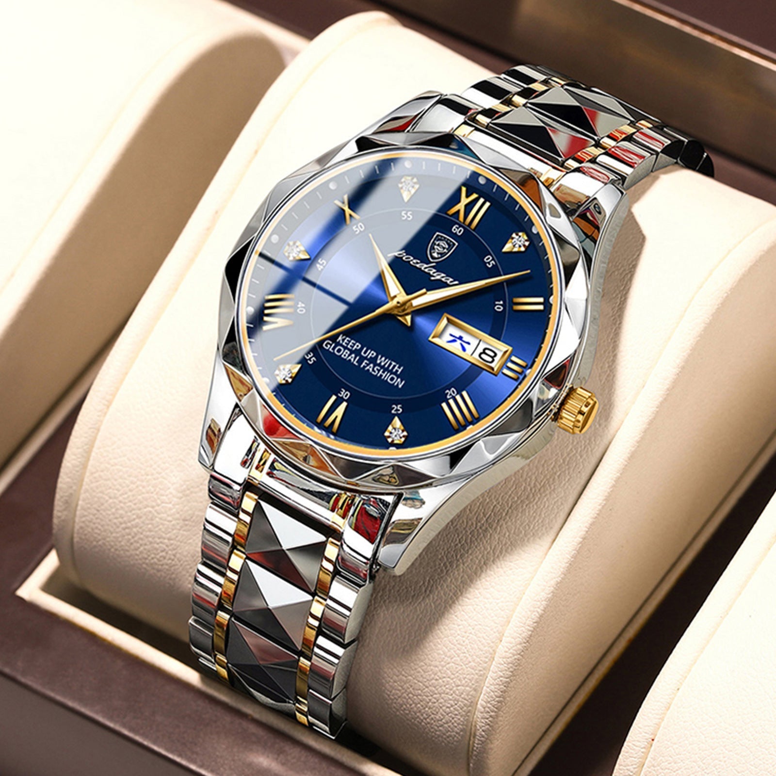 Men's Waterproof Double Calendar Luminous Quartz Watch Pi-Mart