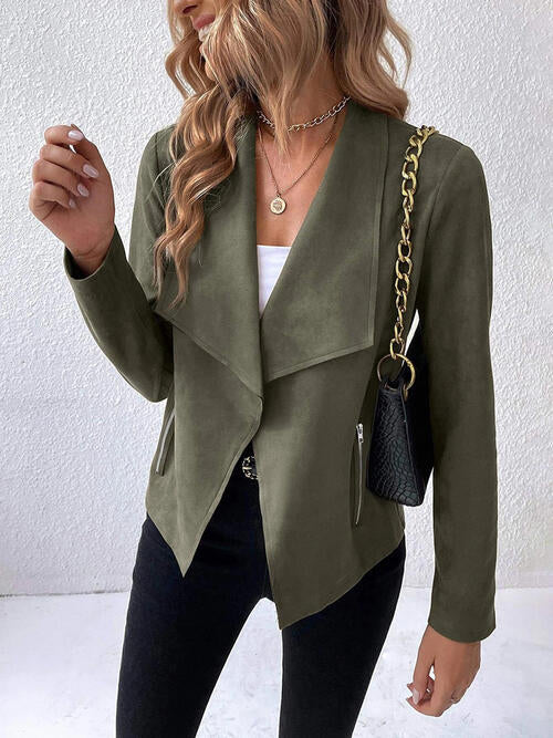 Classic Minimalist Collared Long Sleeve Jacket for Women – Minimalist & Lightweight Everyday Outerwear Stevvex
