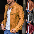 Fall Winter Men PU Leather Stand Collar Punk Pi-Mart