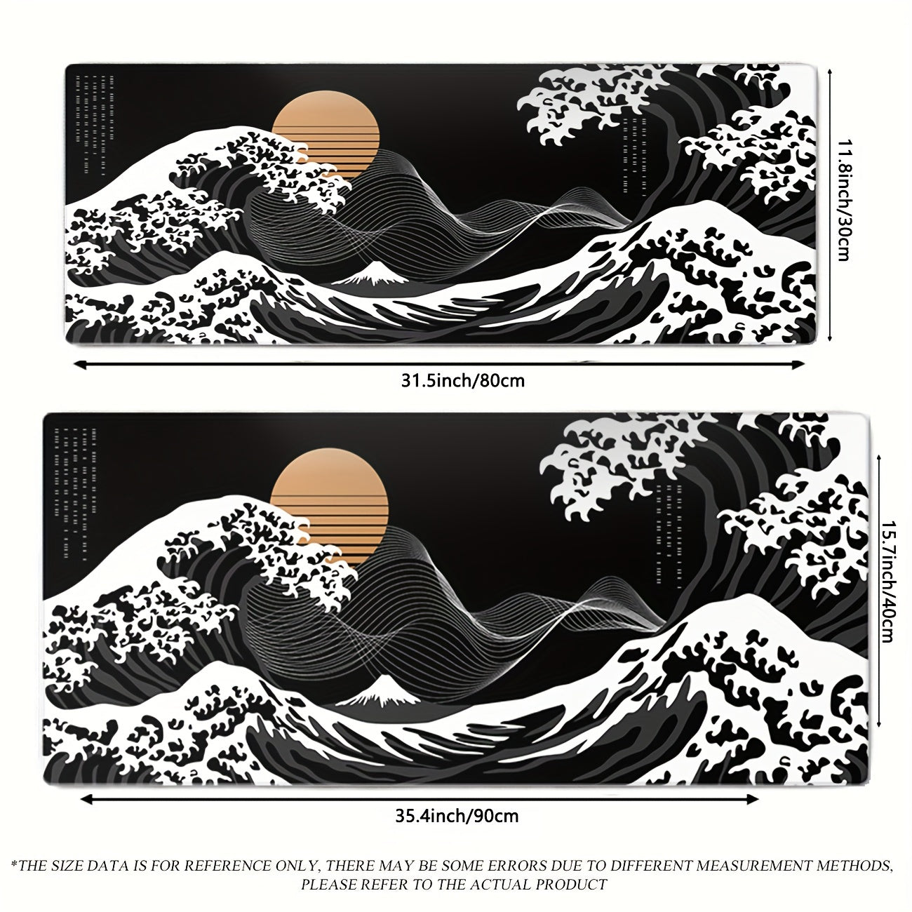 Extra-Large Black Waves Gaming Mouse Pad - Non-Slip Rubber Base, Extended Desk Mat for Gamers Lootquake LLC