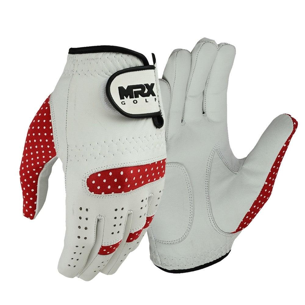 New Women's Golf Gloves Left Hand Cabretta Leather White Red MRX Products