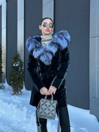 Genuine Silver Fox Fur Down Fill Coat - SJB-DIAMOND ELITES