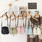 Versatile Drawstring Bucket Bag for Women - Casual Nylon Shopping Small Crossbody Mobile Phone Bag
