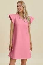 Double Take Full Size Ruffled V-Neck Cap Sleeve Dress – Ruffled V-Neck Dress, Cap Sleeve Dress, Elegant Ruffled Dress, Flattering V-Neck Dress, Stylish Full-Size Dress, Comfortable Ruffle Dress, Chic Cap Sleeve Dress