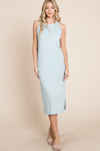 Ribbed Knit Sleeveless Midi Dress For Women – Simple, Casual, Elegant, Versatile and Chic Midi Dress with Ribbed Texture for Every Occasion