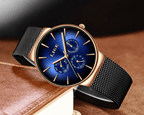 Men's Elegant Watch With  Stainless Steel Straps And Chronometers For Day And Date Display Unique Design Perfect Gift For Man And Women Stevvex