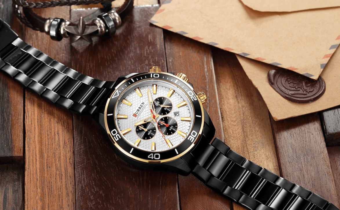 Men's Waterproof Watch With Chronometers, Date Display Excellent Background Unique Design Perfect Gift Stevvex