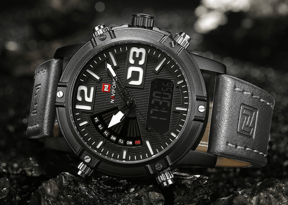 Men's Multifunction Digital Analog Waterproof Watch With Alarm And Automatic Time Zones Unique Design Excellent Gift - SJB-DIAMOND ELITES