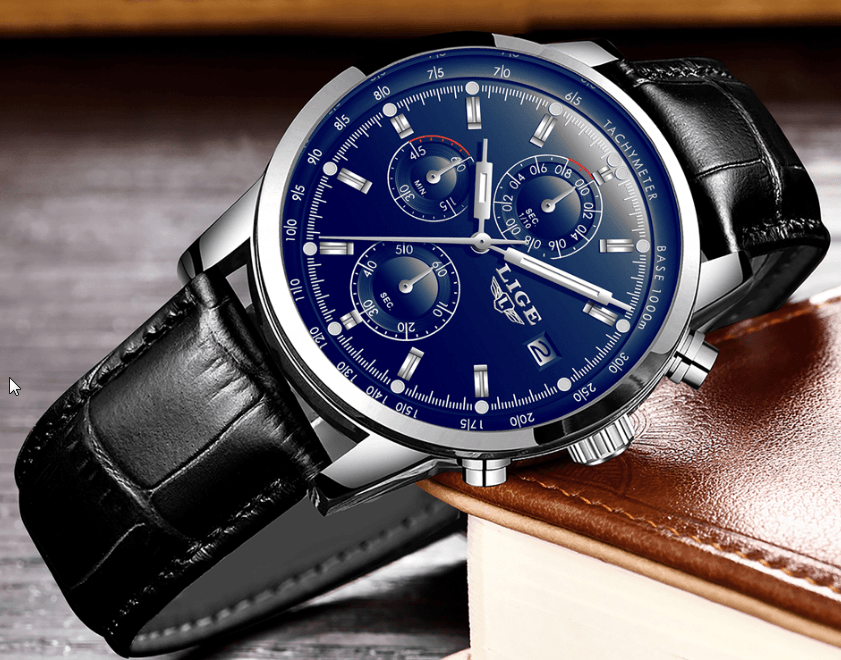 Men's  Waterproof Watch With Chronometers Date Display And Fluorescent Pointers Excellent Look Perfect Gift Stevvex