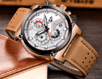 Men's Waterproof Modern Watch With Leather Belts, Stainless Steel Case Excellent Look Perfect Gift Stevvex