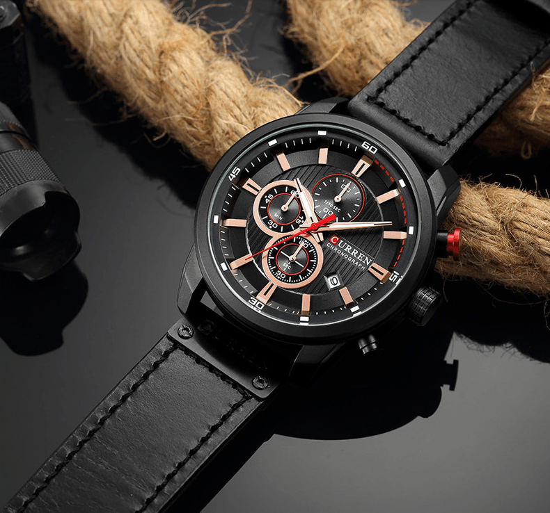 Men's Waterproof Elegant Sport Watch With Chronometers Day View, Leather  Belts And Hardlex Scratch Resistant Glass Perfect Gift For Him Stevvex