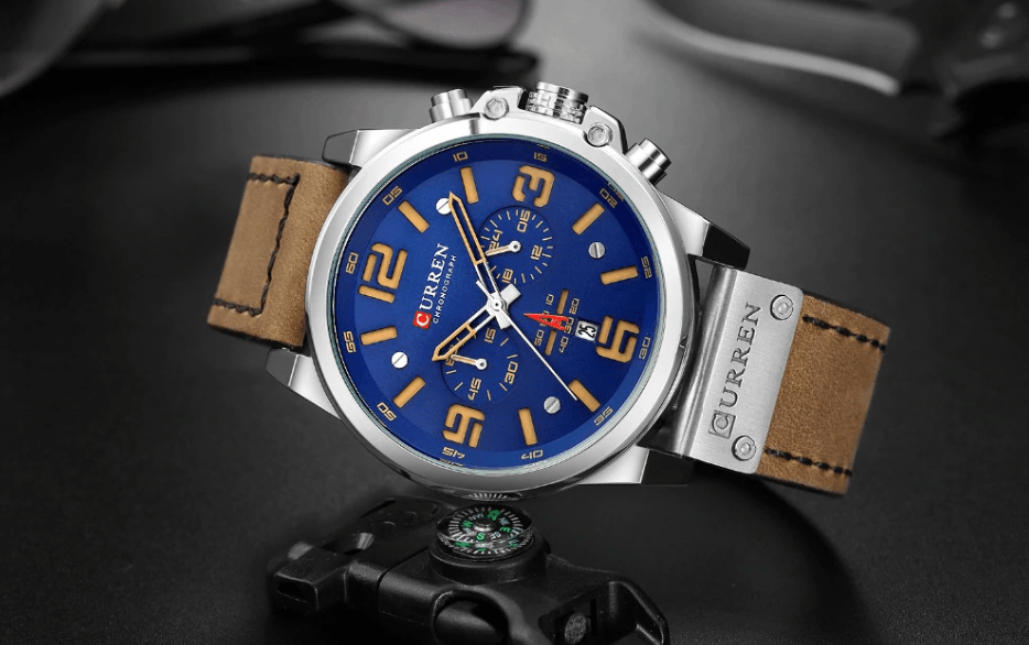 Retro  Waterproof Watch With Chronometers Steel Case And Leather Belts Unique Design Excellent Look Perfect Gift For Your Man Stevvex
