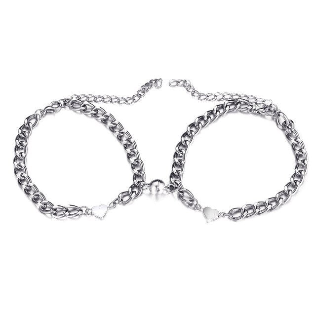Halves Heart Magnetic Couple Bracelets Pi-Mart