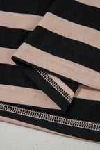 Black Striped Side Pockets T-shirt Maxi Dress