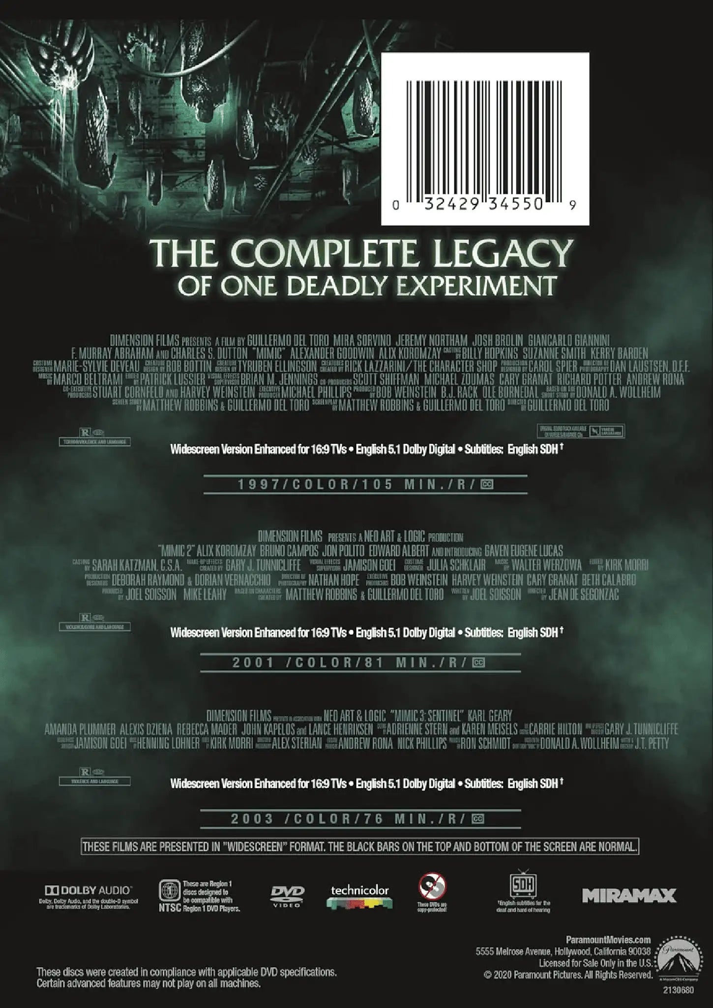 Mimic: 3-Movie Collection (DVD), Miramax, Horror