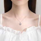 S925 Beating Heart-shaped Necklace Women Luxury Love Rhinestones Necklace Jewelry Gift For Valentine's Day Pi-Mart