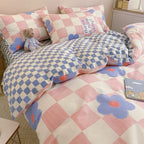Washed Cotton Bedding Set - Plant and Flower Pattern Four-Piece Duvet Cover Set Pi-Mart