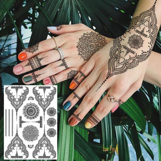 53 Sheets Black Lace Temporary Tattoos Sticker Butterfly Flower Fake Tatoo Sticker Sexy  Black Henna Temporary Tattoos For Women Stevvex
