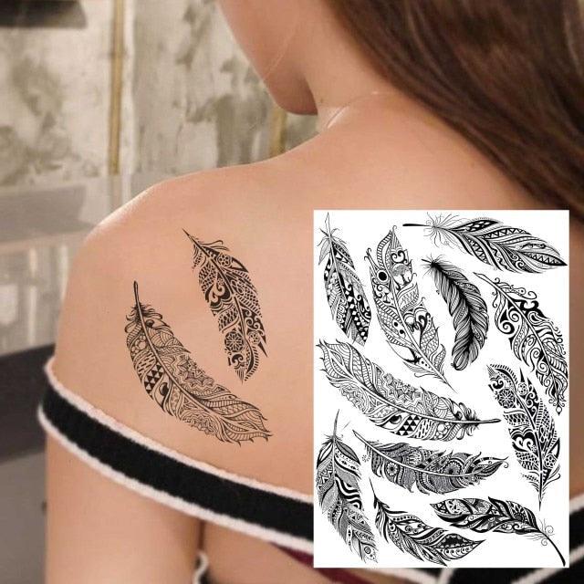 53 Sheets Black Lace Temporary Tattoos Sticker Butterfly Flower Fake Tatoo Sticker Sexy  Black Henna Temporary Tattoos For Women Stevvex