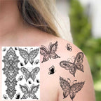 53 Sheets Black Lace Temporary Tattoos Sticker Butterfly Flower Fake Tatoo Sticker Sexy  Black Henna Temporary Tattoos For Women Stevvex