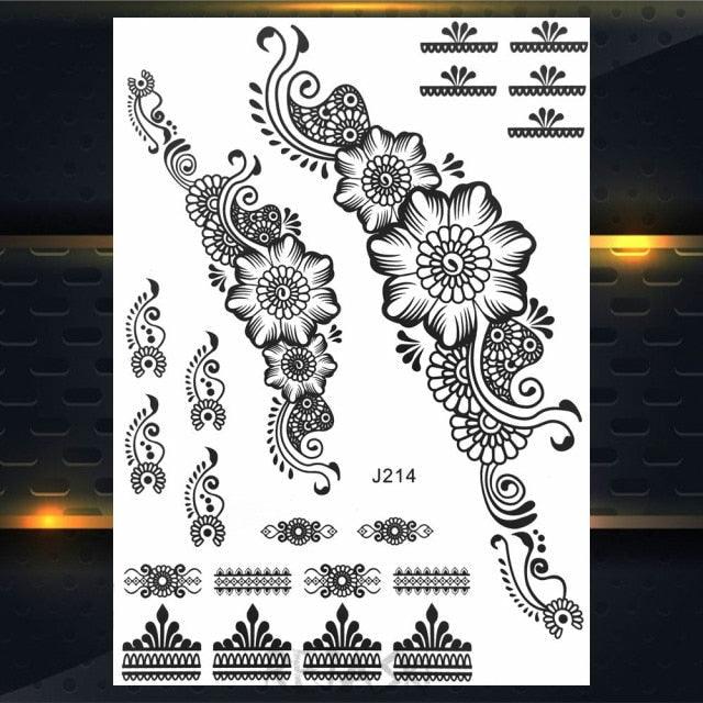 53 Sheets Black Lace Temporary Tattoos Sticker Butterfly Flower Fake Tatoo Sticker Sexy  Black Henna Temporary Tattoos For Women Stevvex