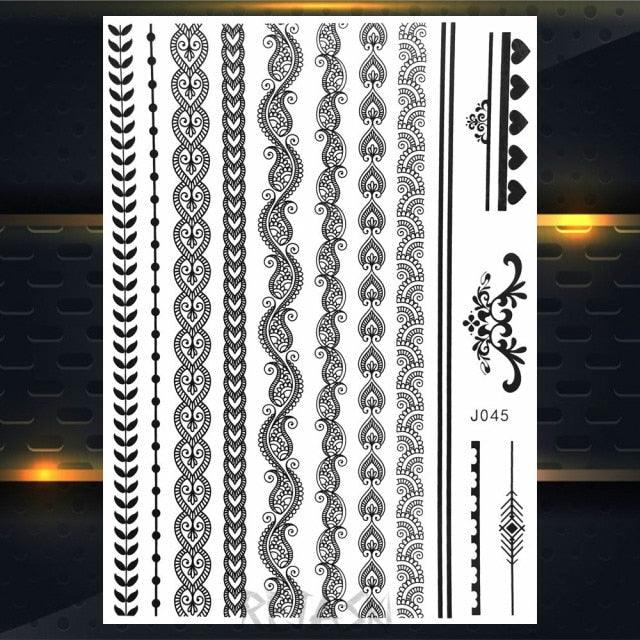 53 Sheets Black Lace Temporary Tattoos Sticker Butterfly Flower Fake Tatoo Sticker Sexy  Black Henna Temporary Tattoos For Women Stevvex