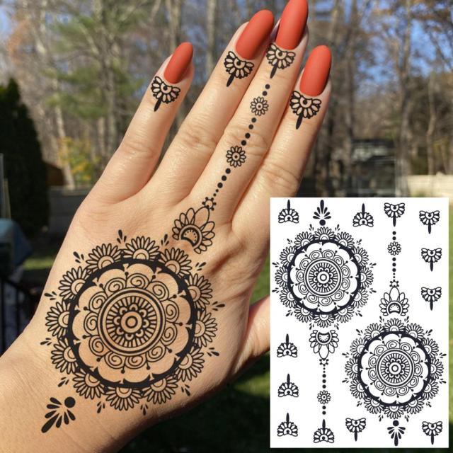 53 Sheets Black Lace Temporary Tattoos Sticker Butterfly Flower Fake Tatoo Sticker Sexy  Black Henna Temporary Tattoos For Women Stevvex
