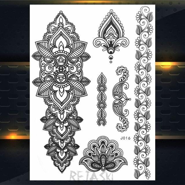 53 Sheets Black Lace Temporary Tattoos Sticker Butterfly Flower Fake Tatoo Sticker Sexy  Black Henna Temporary Tattoos For Women Stevvex