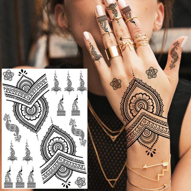 53 Sheets Black Lace Temporary Tattoos Sticker Butterfly Flower Fake Tatoo Sticker Sexy  Black Henna Temporary Tattoos For Women Stevvex