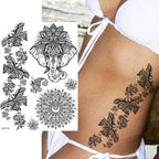 53 Sheets Black Lace Temporary Tattoos Sticker Butterfly Flower Fake Tatoo Sticker Sexy  Black Henna Temporary Tattoos For Women Stevvex