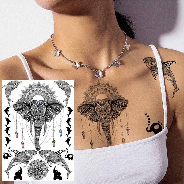 53 Sheets Black Lace Temporary Tattoos Sticker Butterfly Flower Fake Tatoo Sticker Sexy  Black Henna Temporary Tattoos For Women Stevvex