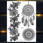 53 Sheets Black Lace Temporary Tattoos Sticker Butterfly Flower Fake Tatoo Sticker Sexy  Black Henna Temporary Tattoos For Women Stevvex