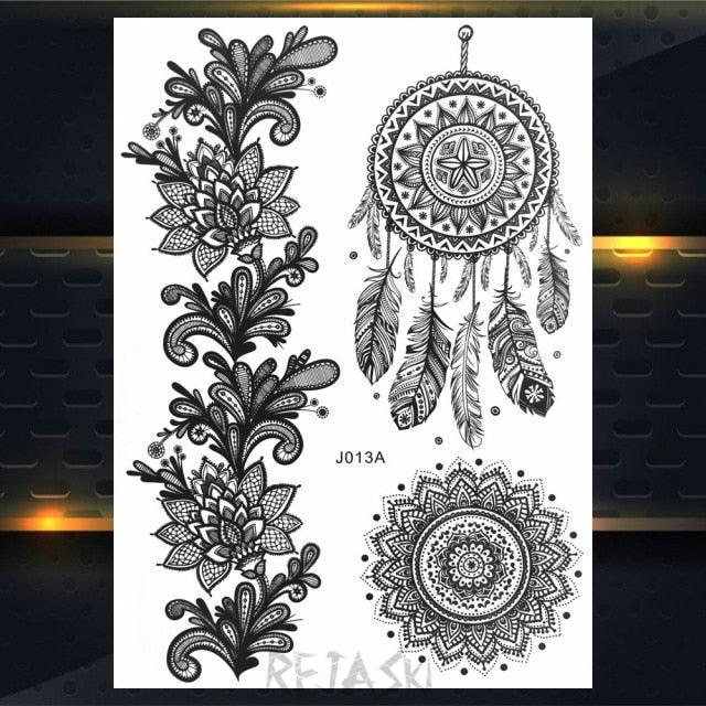 53 Sheets Black Lace Temporary Tattoos Sticker Butterfly Flower Fake Tatoo Sticker Sexy  Black Henna Temporary Tattoos For Women Stevvex