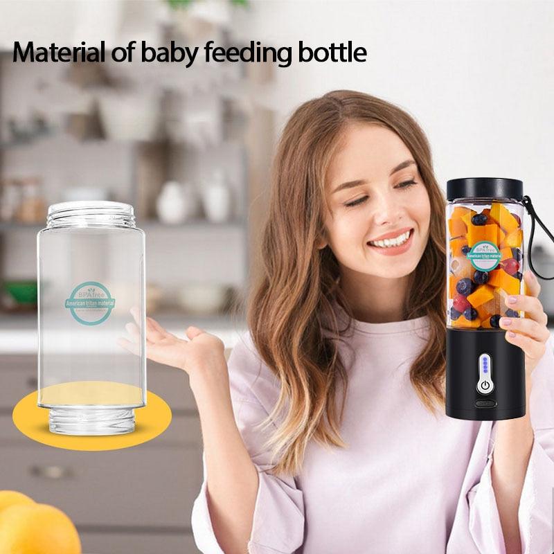 530ML Electric Juicer Portable Smoothie Blender USB Rechargeable Food Processor Fruit Mixer Machine Mini Juicer Blender Cup Portable Juicer For Travel USB Electric Blender Fruit Smoothie Blender Machine Personal Food Processor Juicer Stevvex
