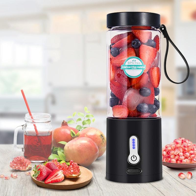 530ML Electric Juicer Portable Smoothie Blender USB Rechargeable Food Processor Fruit Mixer Machine Mini Juicer Blender Cup Portable Juicer For Travel USB Electric Blender Fruit Smoothie Blender Machine Personal Food Processor Juicer Stevvex