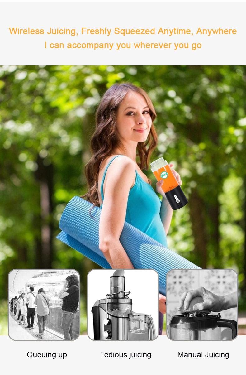 530ML Electric Juicer Portable Smoothie Blender USB Rechargeable Food Processor Fruit Mixer Machine Mini Juicer Blender Cup Portable Juicer For Travel USB Electric Blender Fruit Smoothie Blender Machine Personal Food Processor Juicer Stevvex