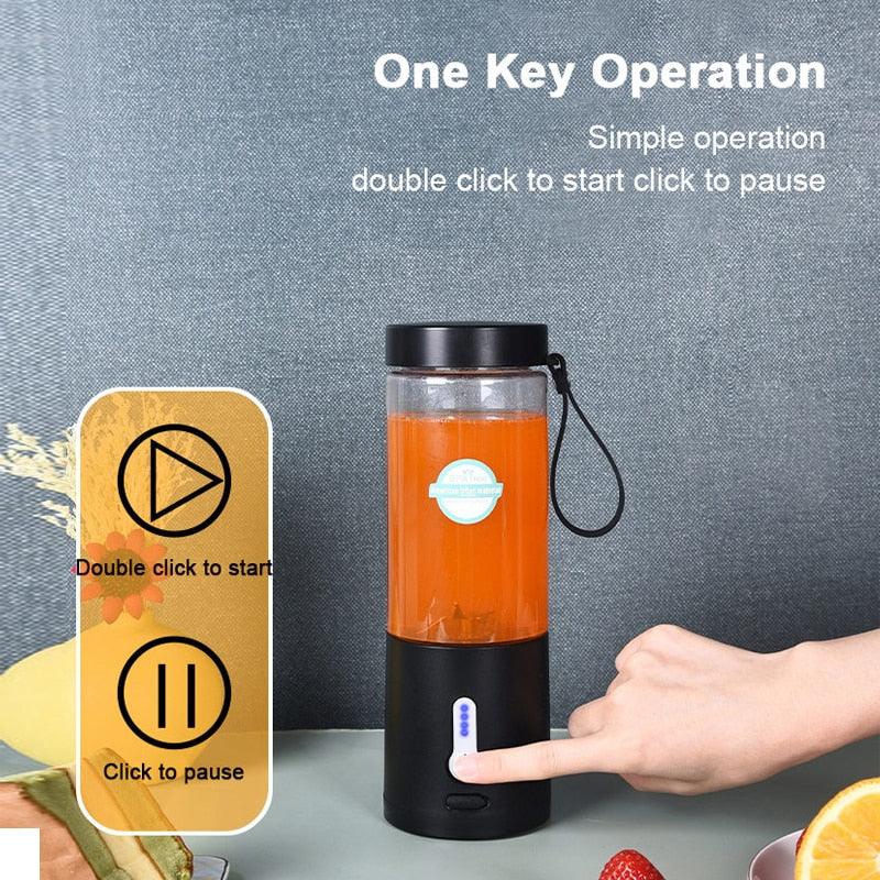 530ML Electric Juicer Portable Smoothie Blender USB Rechargeable Food Processor Fruit Mixer Machine Mini Juicer Blender Cup Portable Juicer For Travel USB Electric Blender Fruit Smoothie Blender Machine Personal Food Processor Juicer Stevvex
