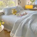 Pure Cotton Solid Color Washed Quilted Quilt Bed Cover Three Piece Set Pi-Mart